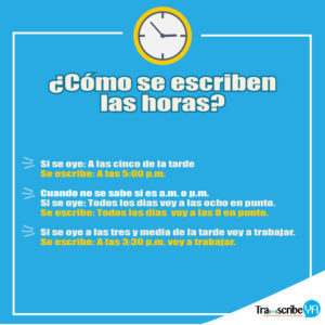 Transcripción de horas a.m y p.m