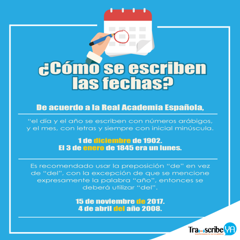 Como Se Escriben Las Fechas Transcribe Ya